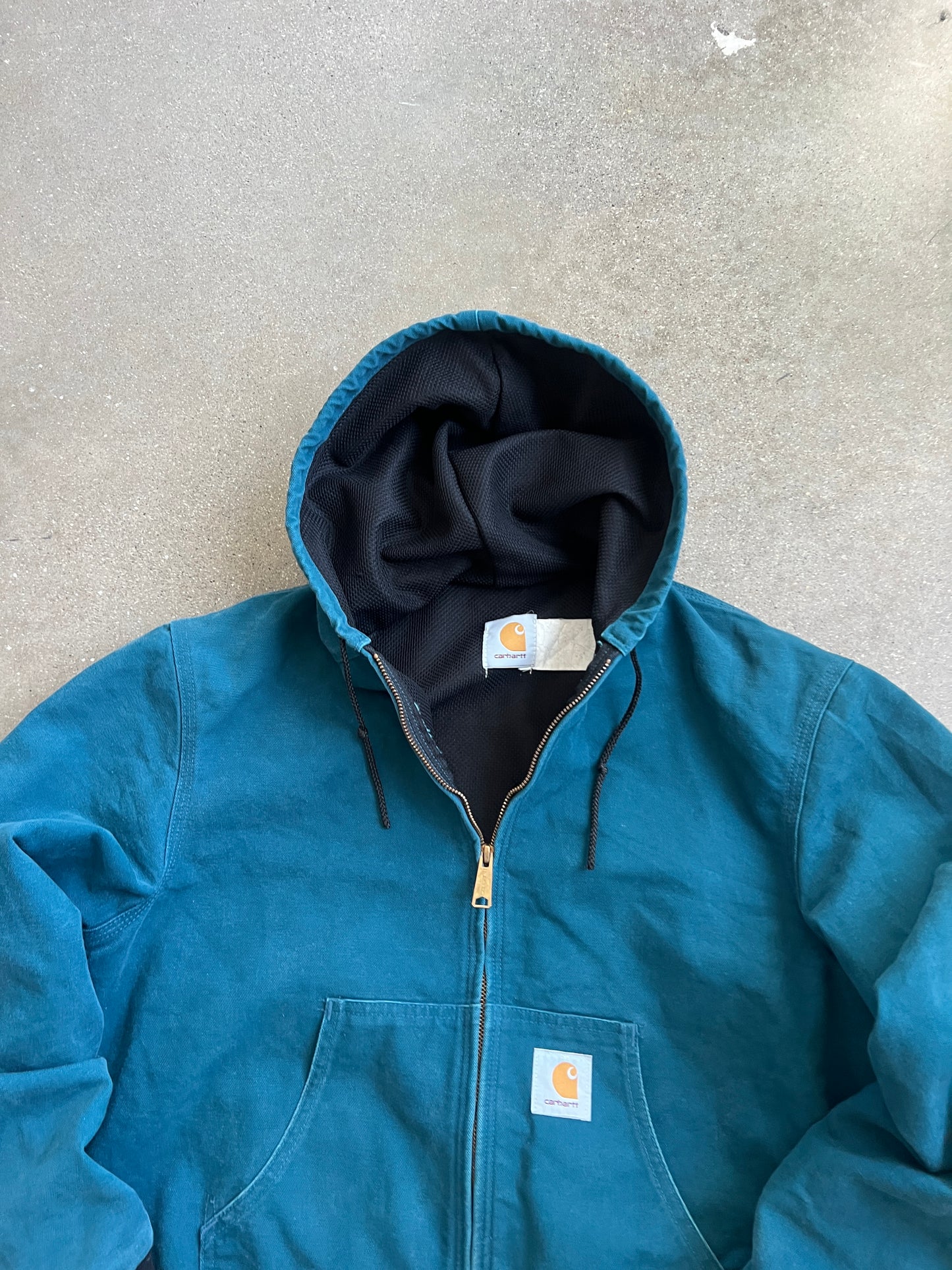 Vintage Teal Blue Carhartt Hooded Jacket - L