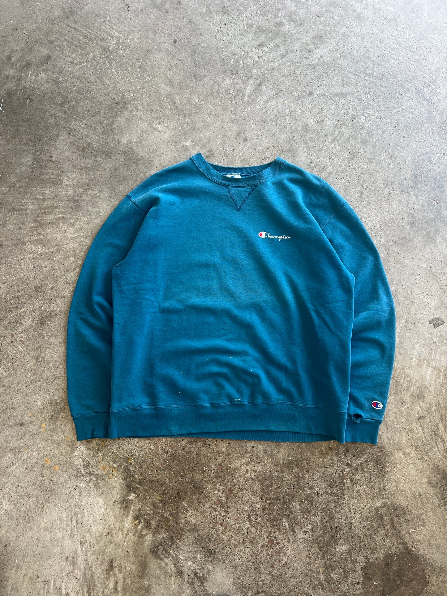 Vintage Aqua Blue Champion Crew - XL