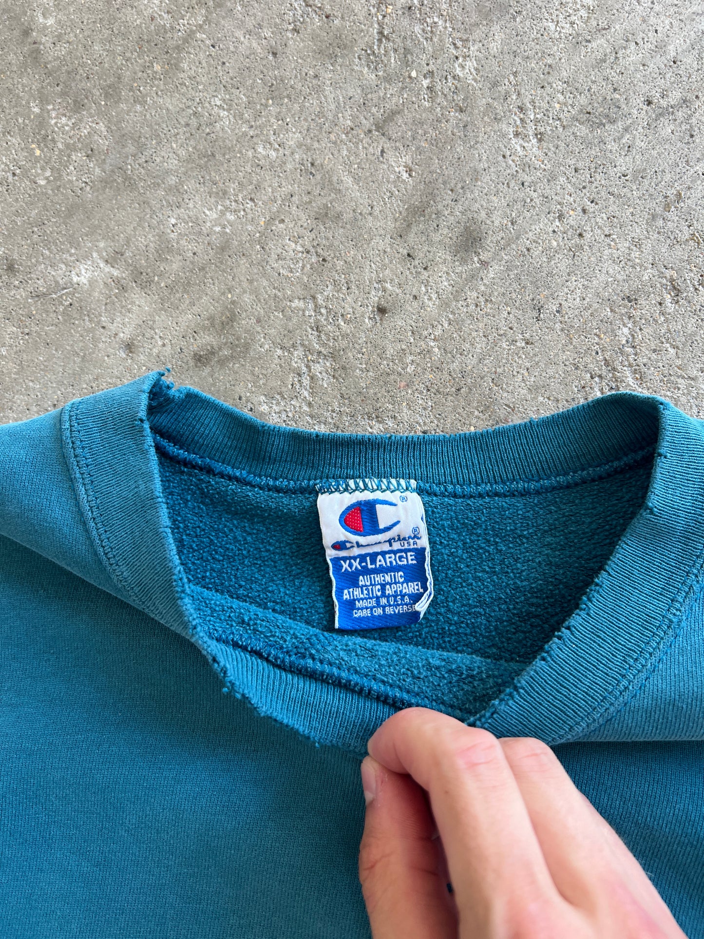 Vintage Aqua Blue Champion Crew - XL