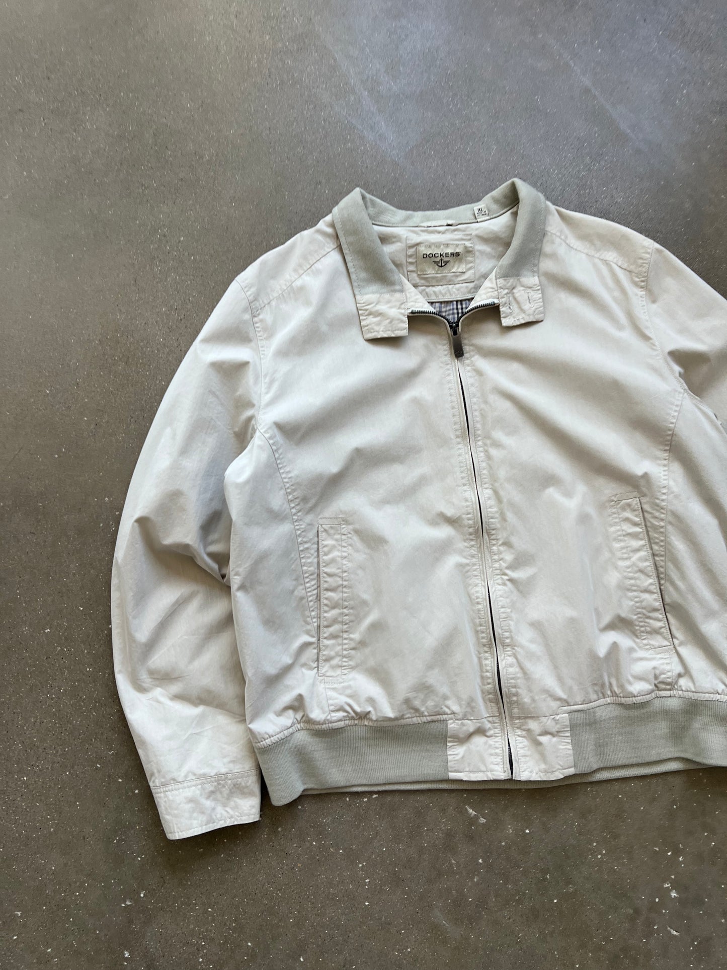 Vintage Cream Polo Style Bomber Jacket - XL