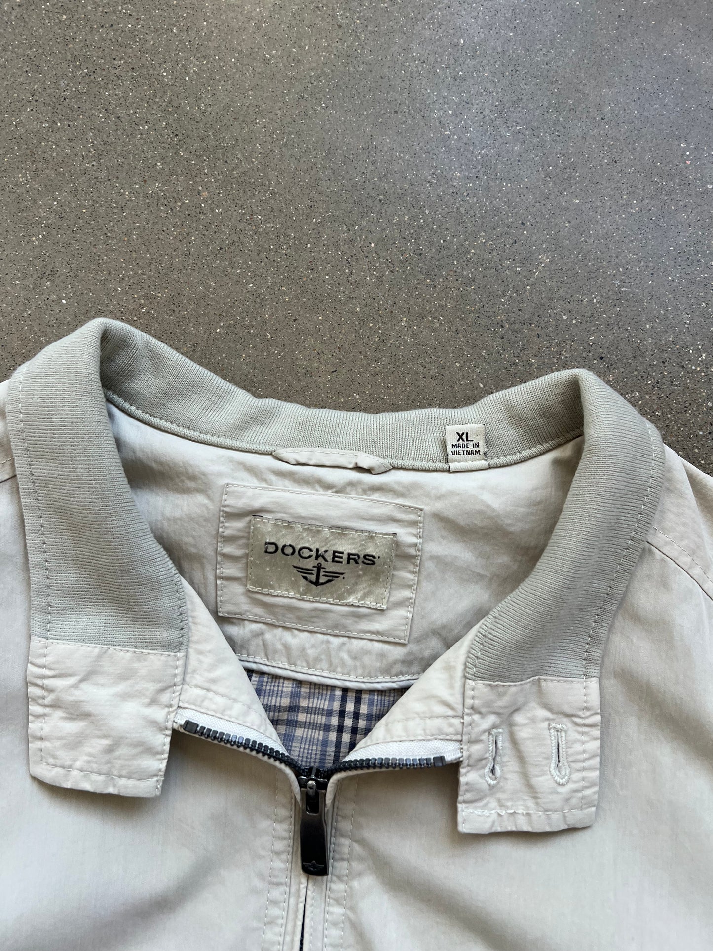 Vintage Cream Polo Style Bomber Jacket - XL