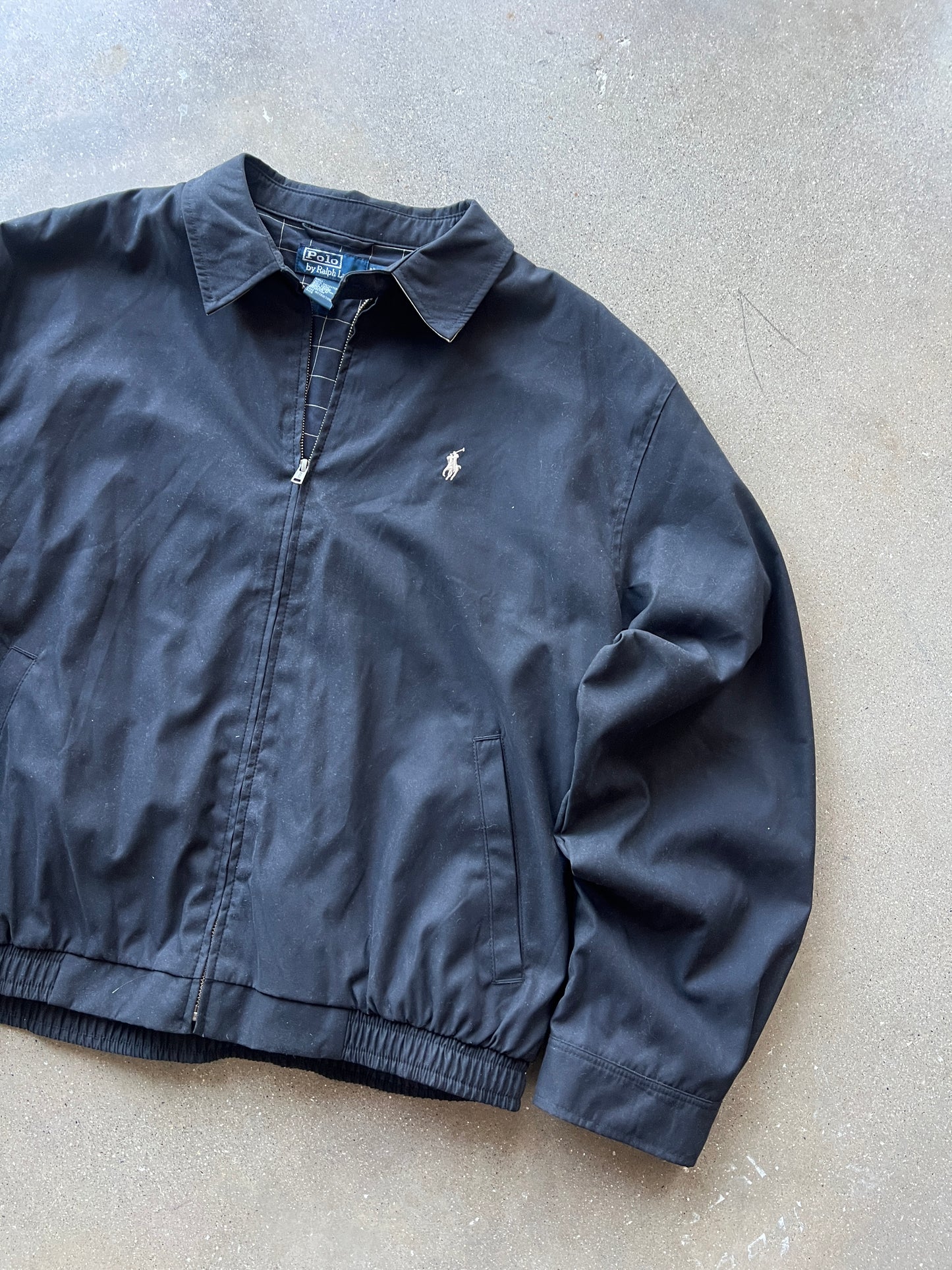 Vintage Black Polo Zip Up Jacket - XL