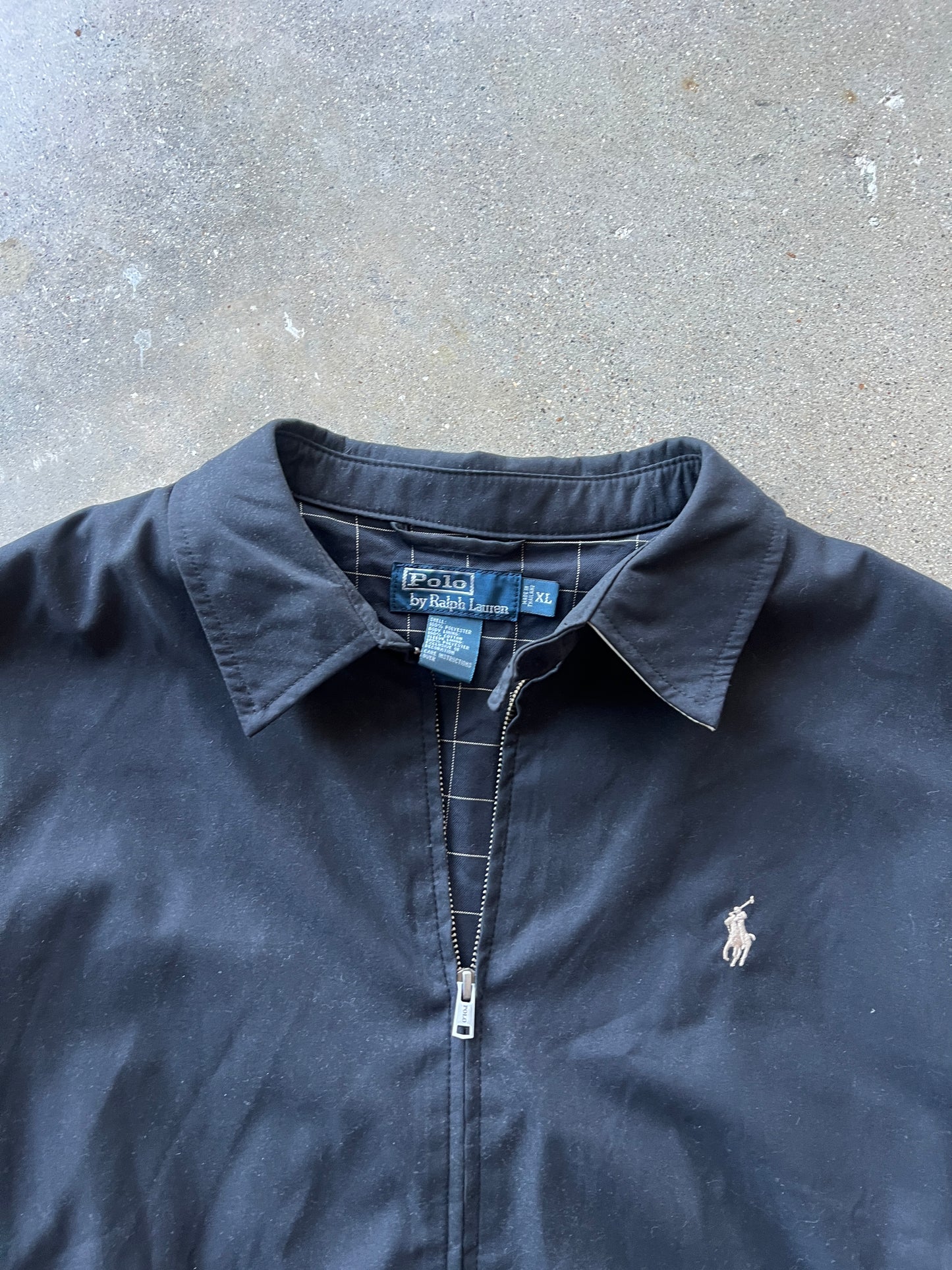 Vintage Black Polo Zip Up Jacket - XL