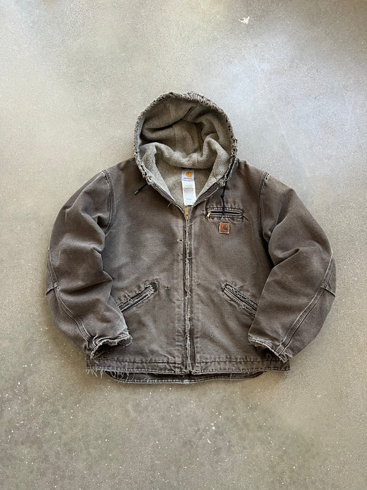 Vintage Distressed Brown Carhartt Sherpa Jacket - XL