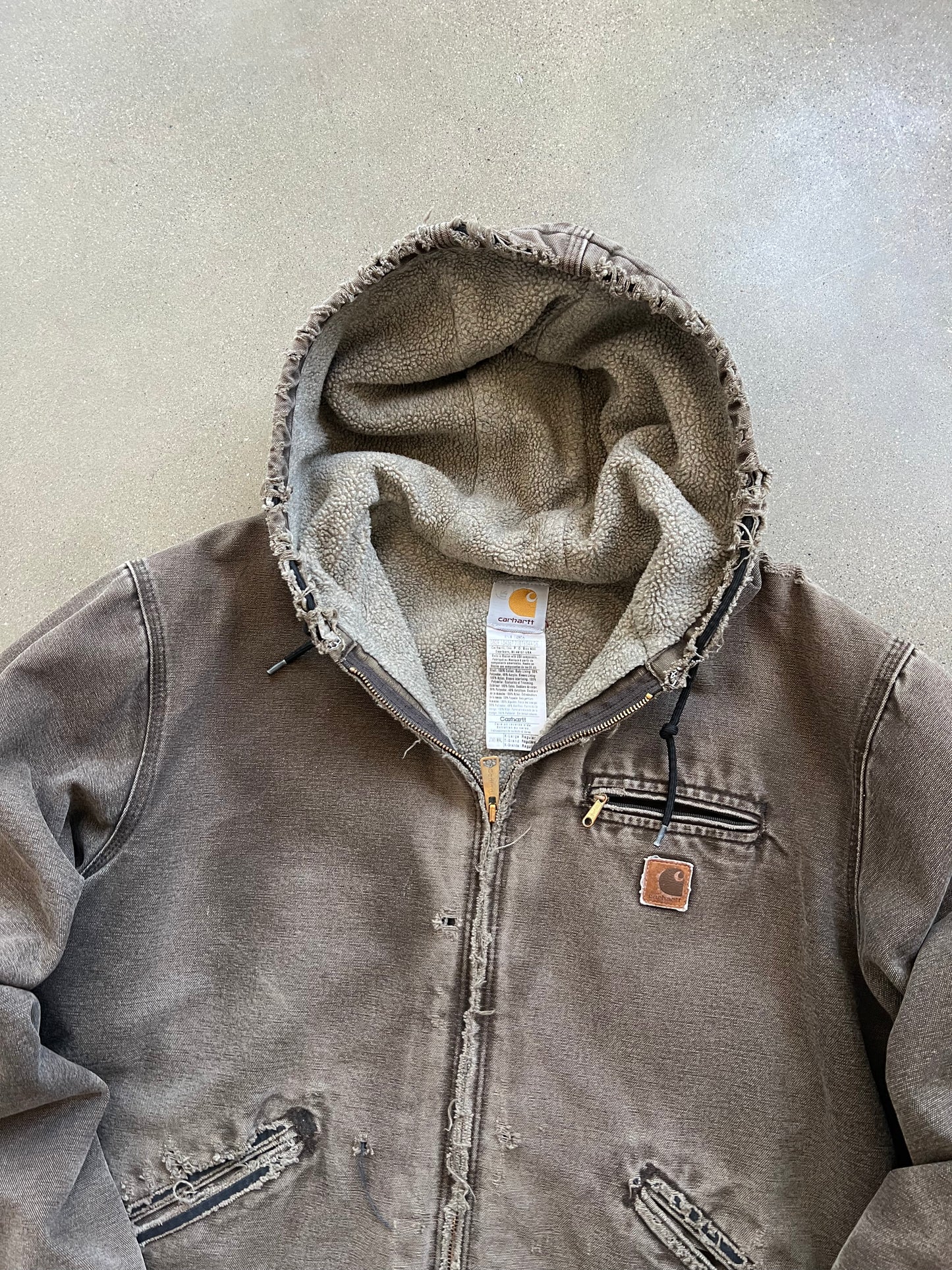 Vintage Distressed Brown Carhartt Sherpa Jacket - XL