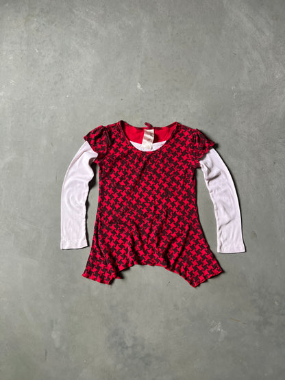 Vintage Red Y2k Longsleeve Baby Tee - XS