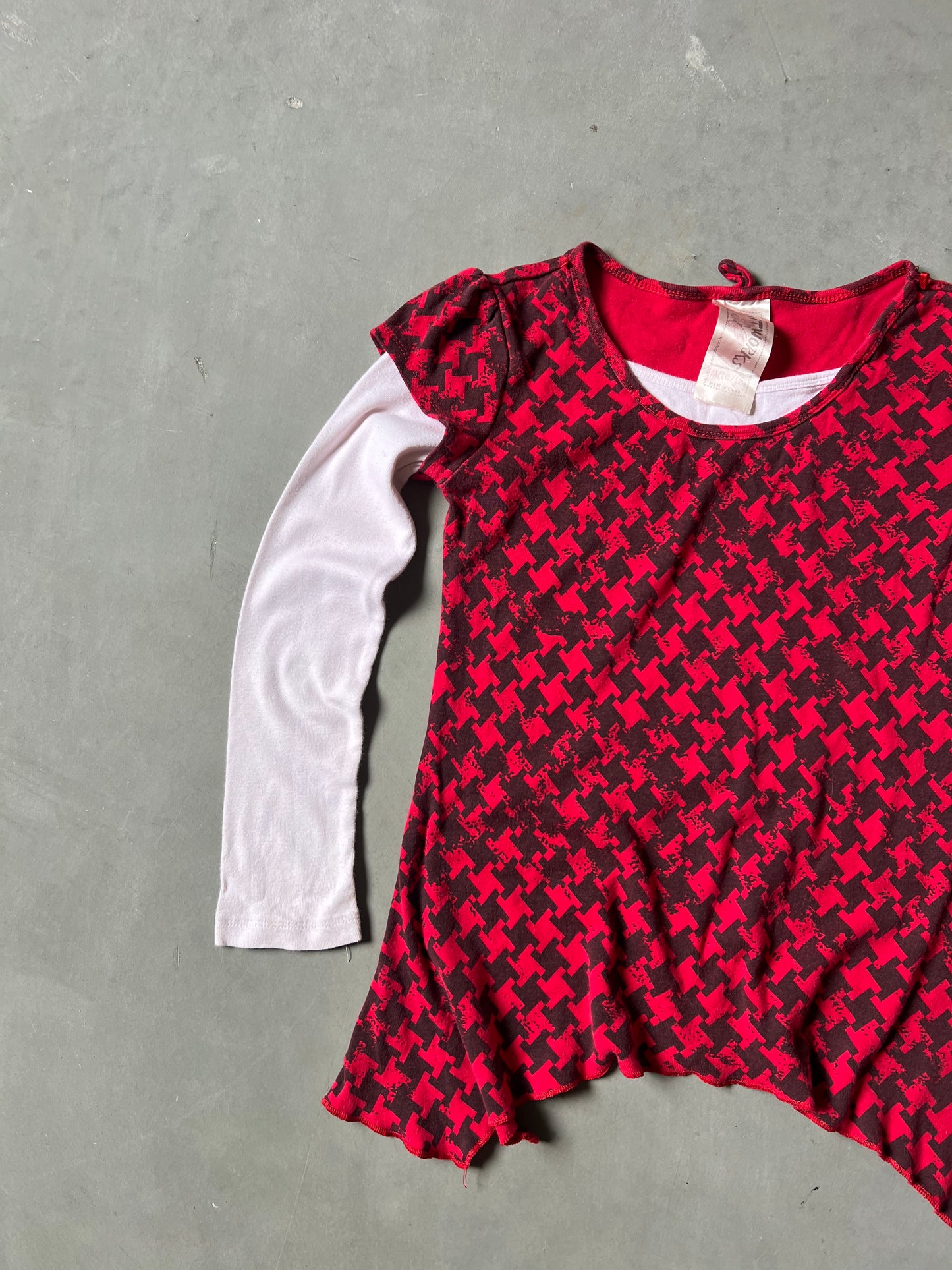 Vintage Red Y2k Longsleeve Baby Tee - XS
