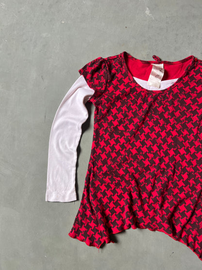 Vintage Red Y2k Longsleeve Baby Tee - XS