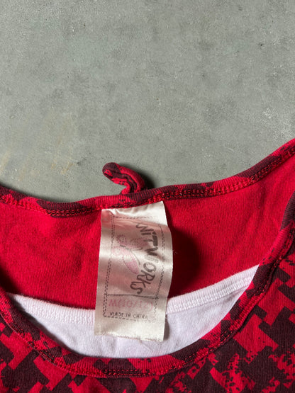 Vintage Red Y2k Longsleeve Baby Tee - XS