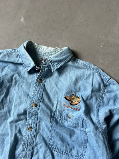 Vintage Denim Blue Colorado Button Up - XL