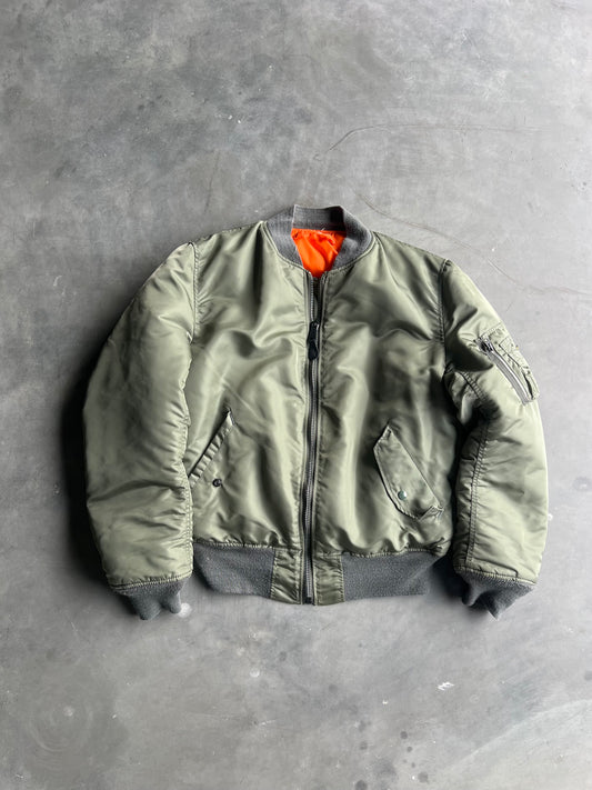 Vintage Green Military Bomber Jacket - L