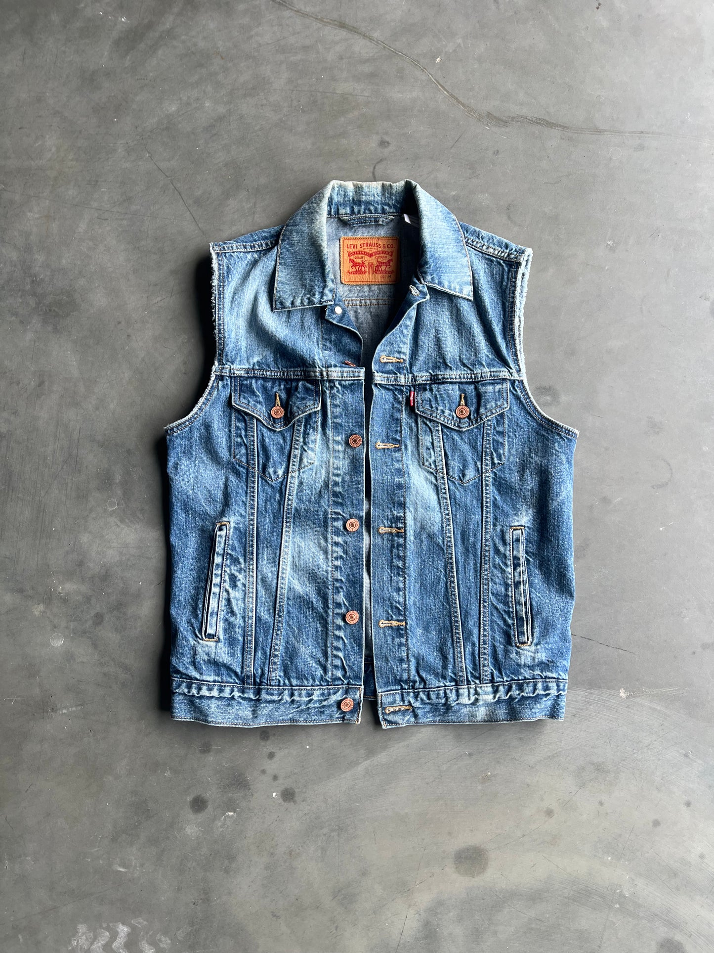 Vintage Faded Denim Levi Vest - M