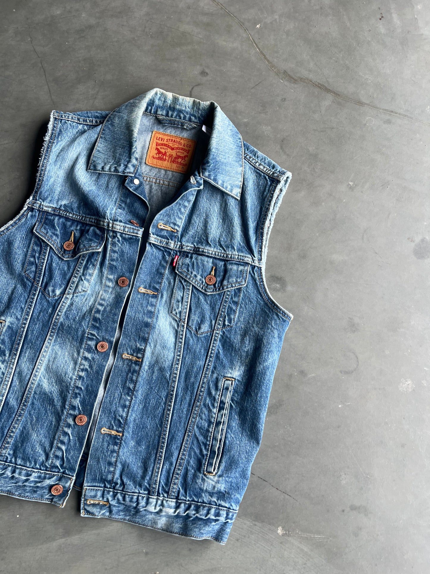 Vintage Faded Denim Levi Vest - M