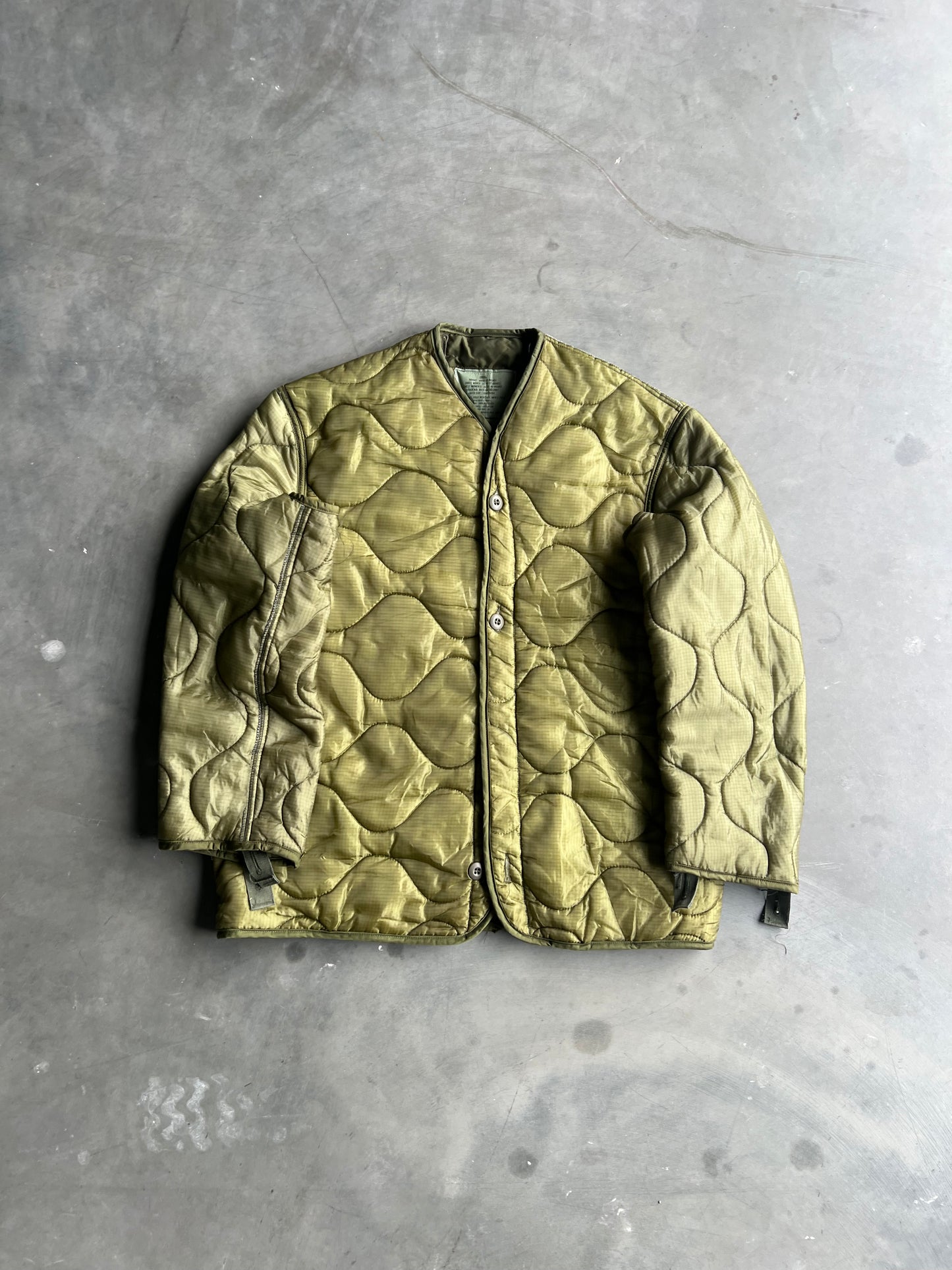 Vintage Green Military Coat Liner - L