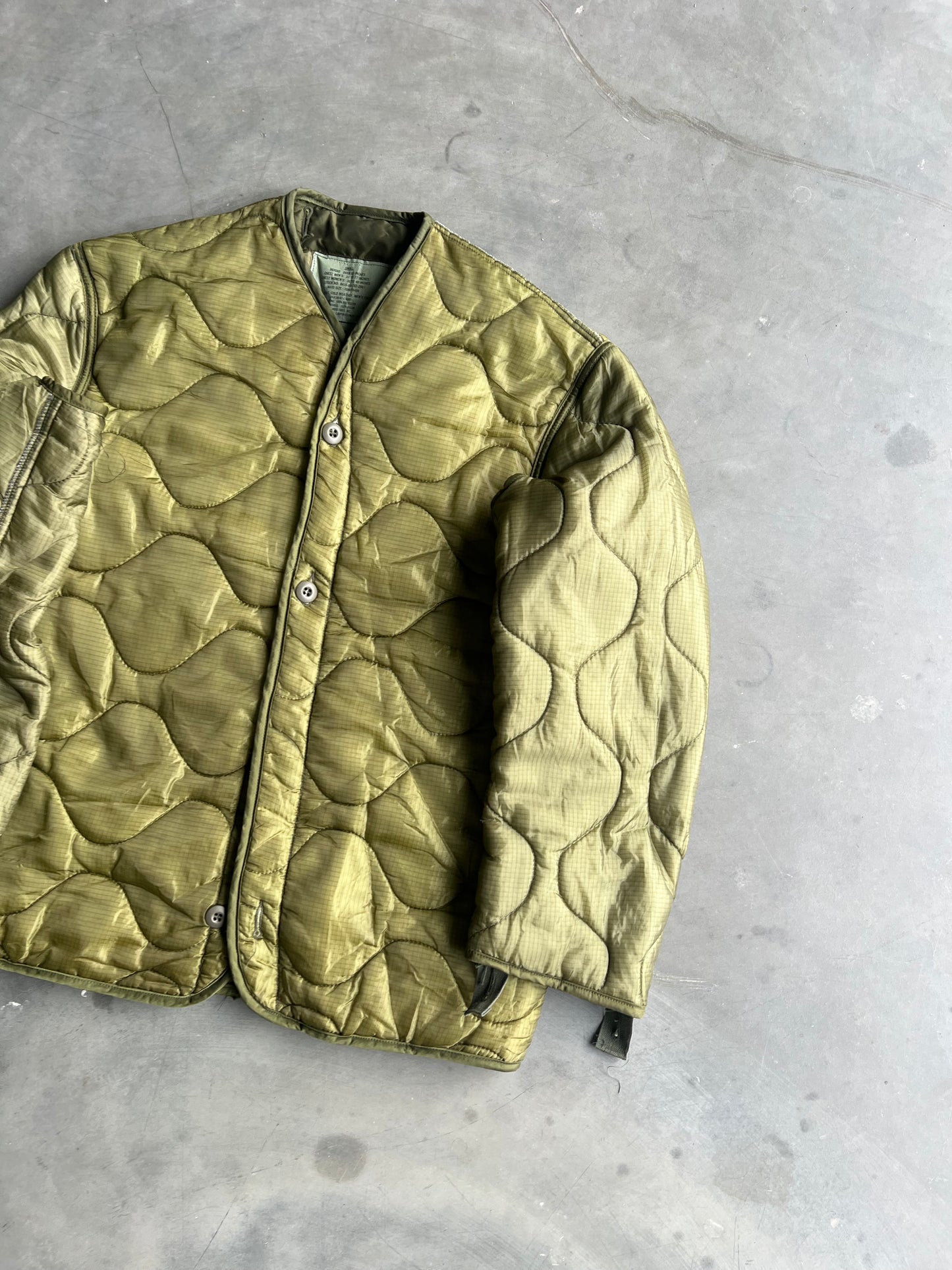 Vintage Green Military Coat Liner - L