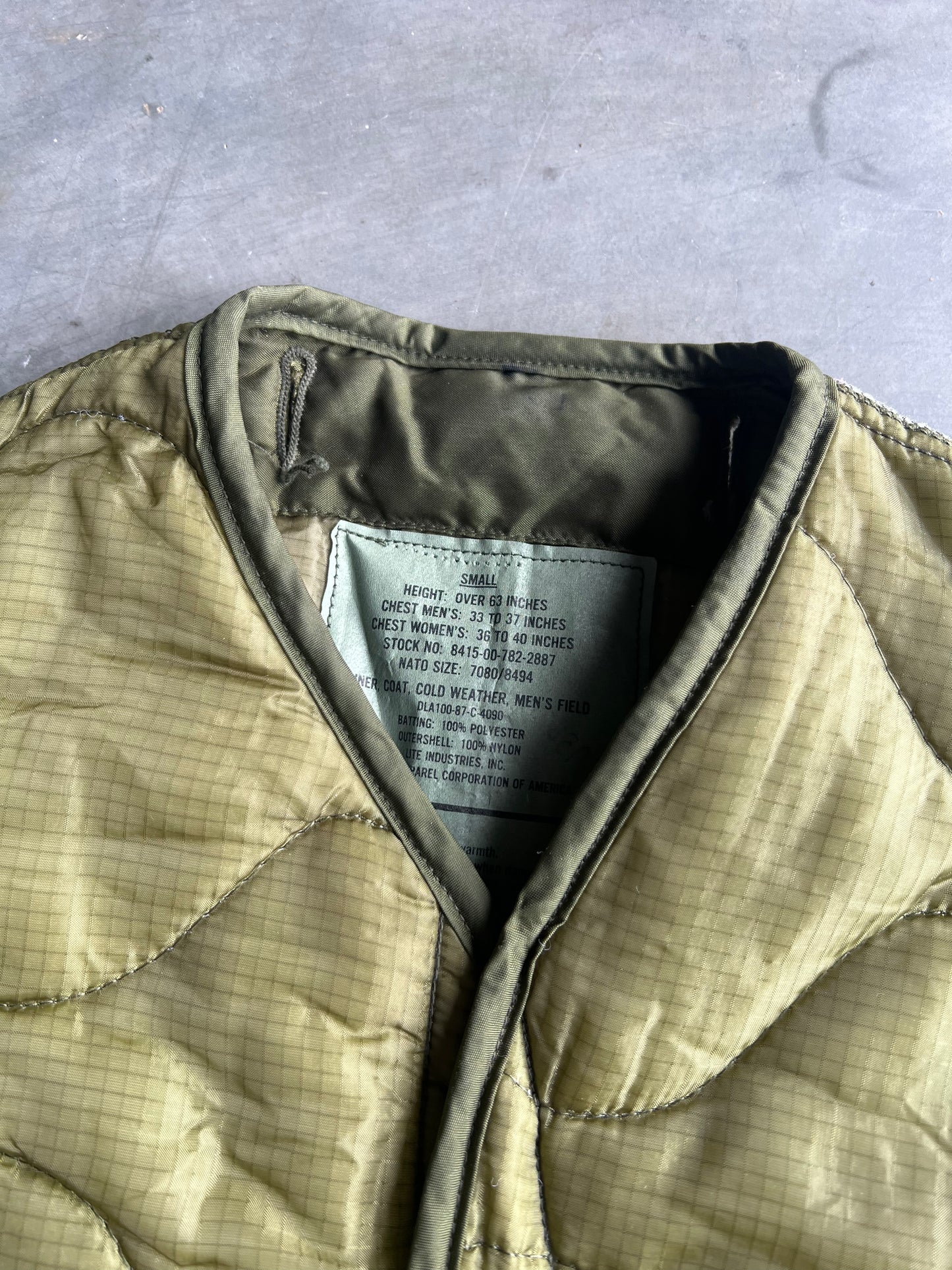 Vintage Green Military Coat Liner - L