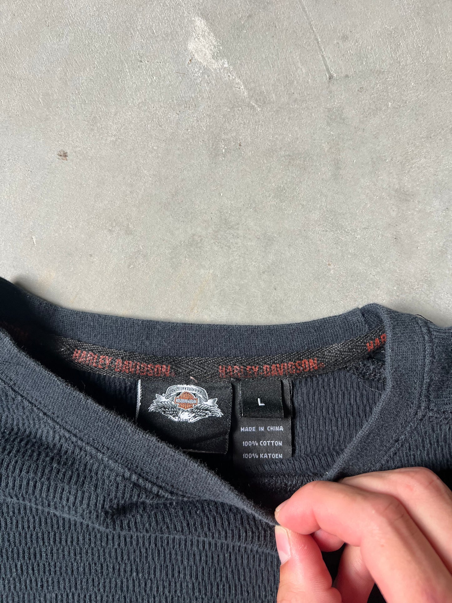 Vintage Black Harley Davidson Thermal - L