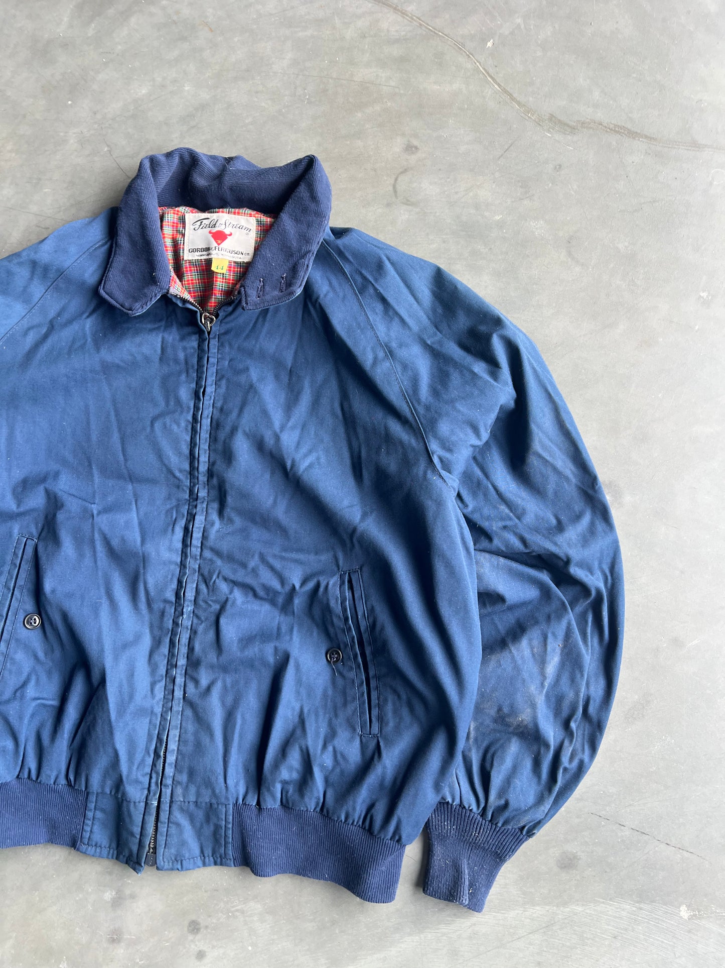 Vintage Blue Field Stream Bomber Jacket - L