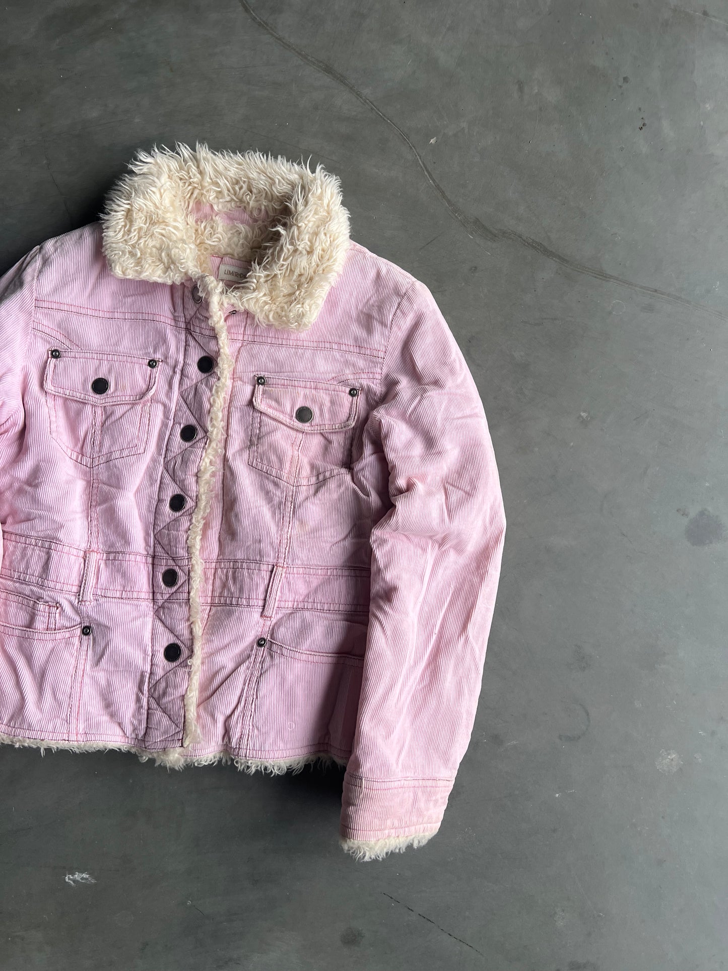 Vintage Pink Womans Fleece Button Down - S