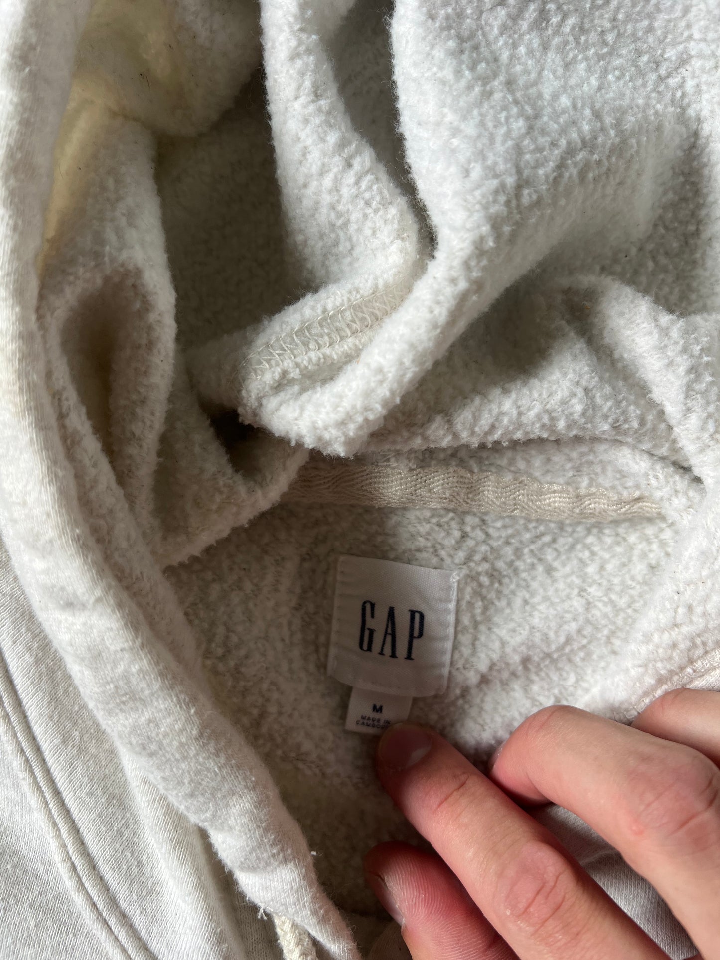 Vintage White Gap Spellout Hoodie - M