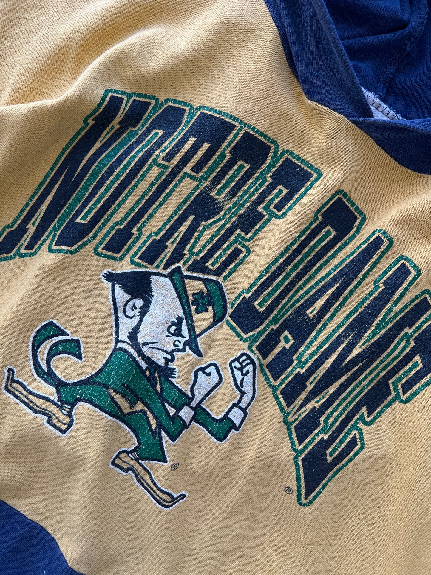 Vintage Notre Dame Spellout Hoodie - XL