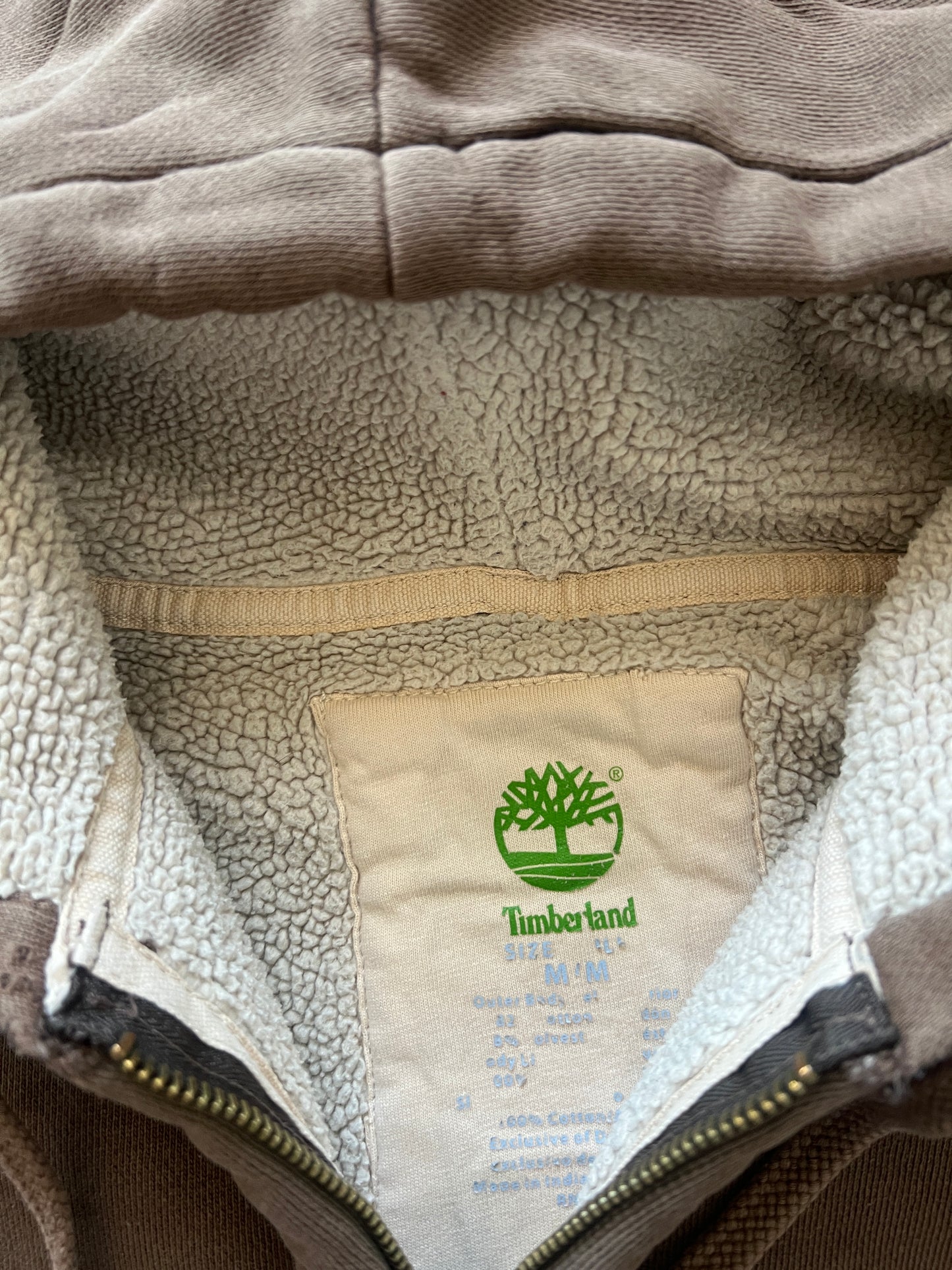 Vintage Faded Brown Timberland Sherpa Hoodie - M