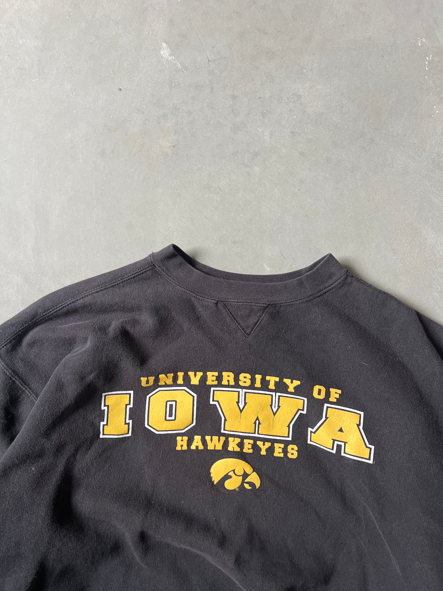 Vintage Black Iowa Hawkeyes Crew - XL
