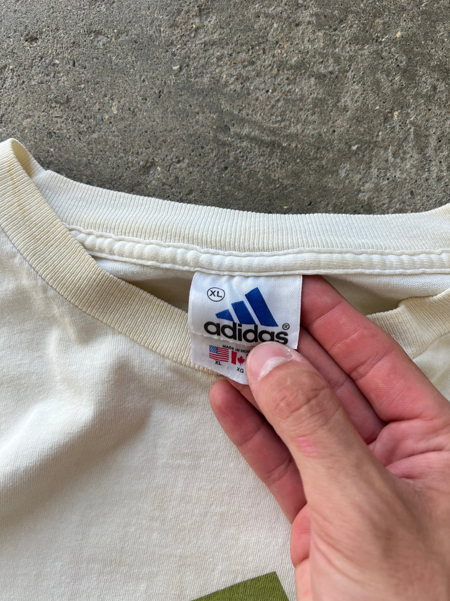 Vintage White Adidas Spellout Shirt - XXL