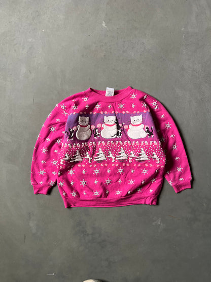 Vintage Pink Cats 90s Crewneck - XS