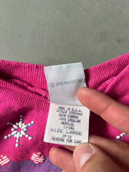 Vintage Pink Cats 90s Crewneck - XS