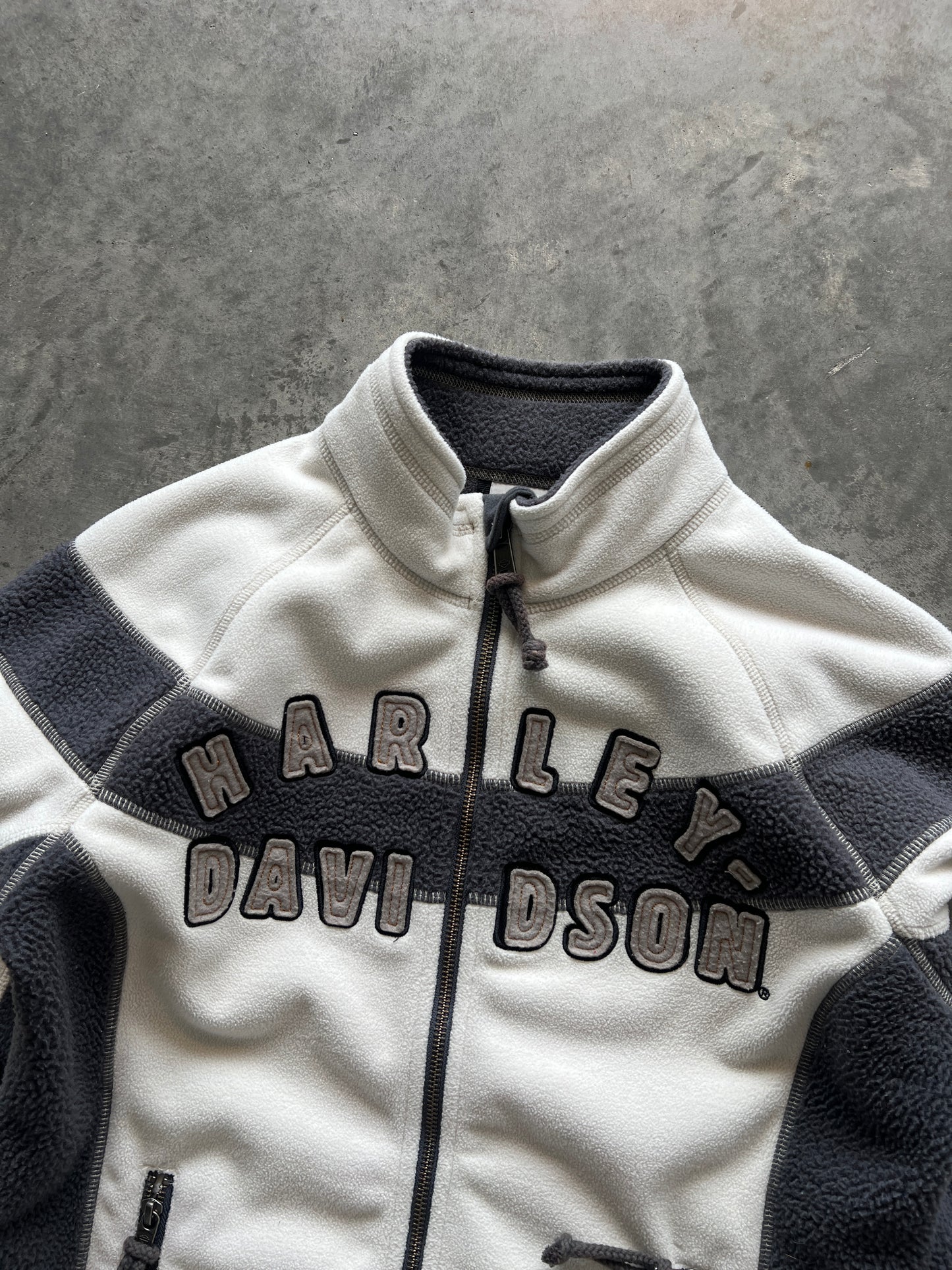 Vintage White Harey Davidson Zip Up - S