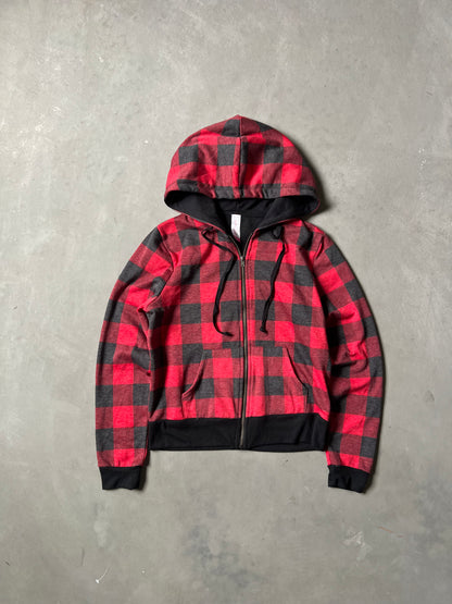 Vintage Checkered Red Y2k Hoodie - XS