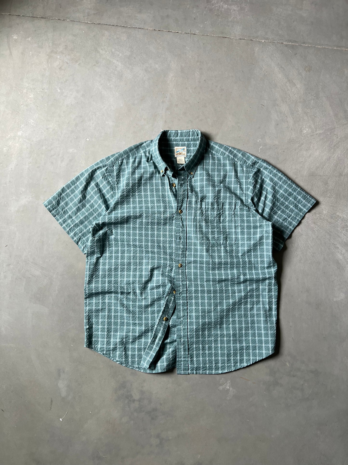 Vintage Teal Blue Button Up Shirt - XL