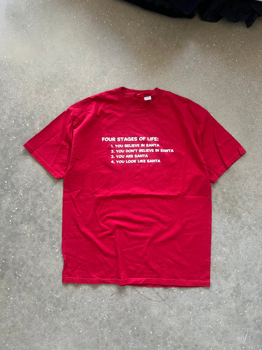 Vintage Red Funny Spellout Shirt - XL