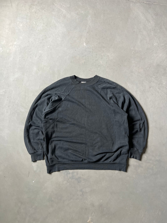 Vintage Faded Black Blank Crew - XL