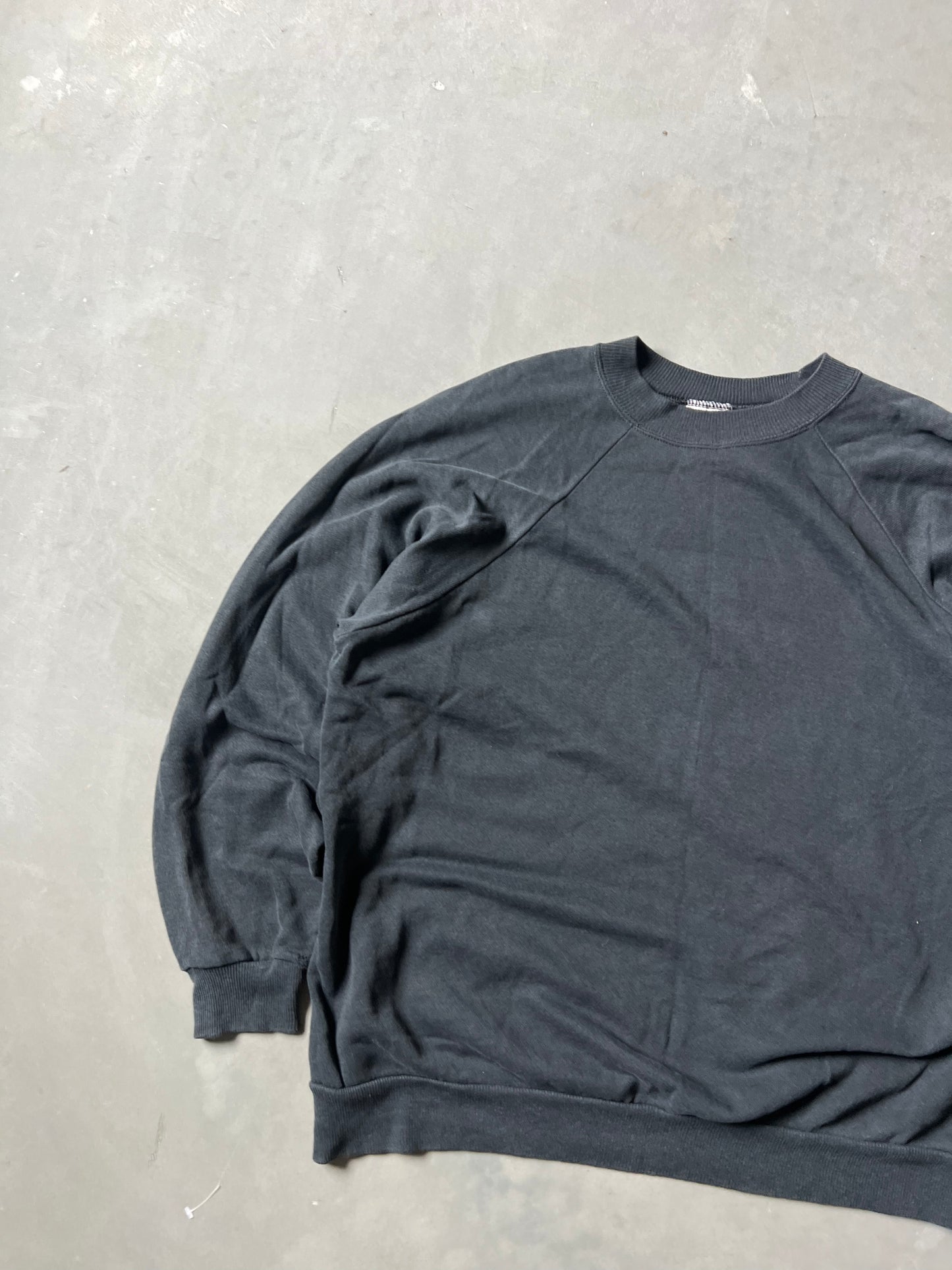 Vintage Faded Black Blank Crew - XL