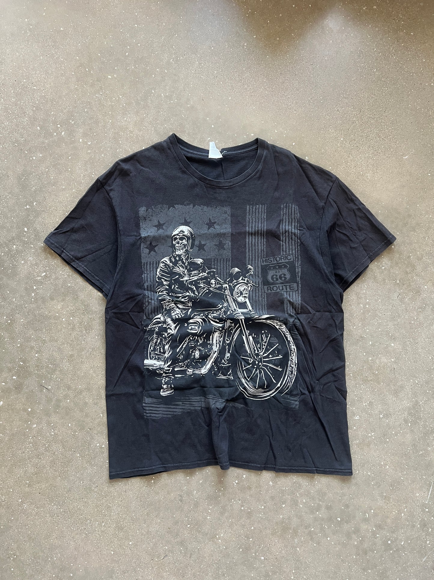 Vintage Faded Black Biker Graphic Shirt - XL