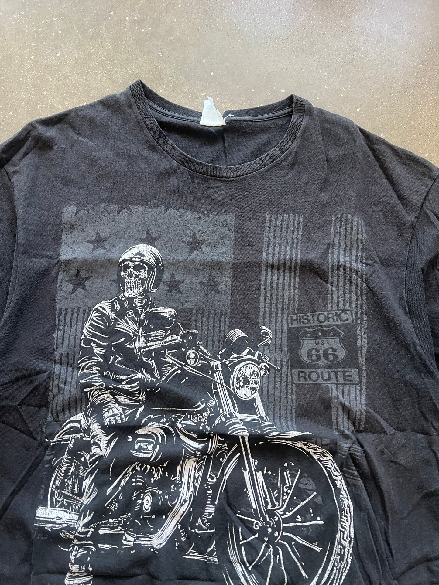 Vintage Faded Black Biker Graphic Shirt - XL