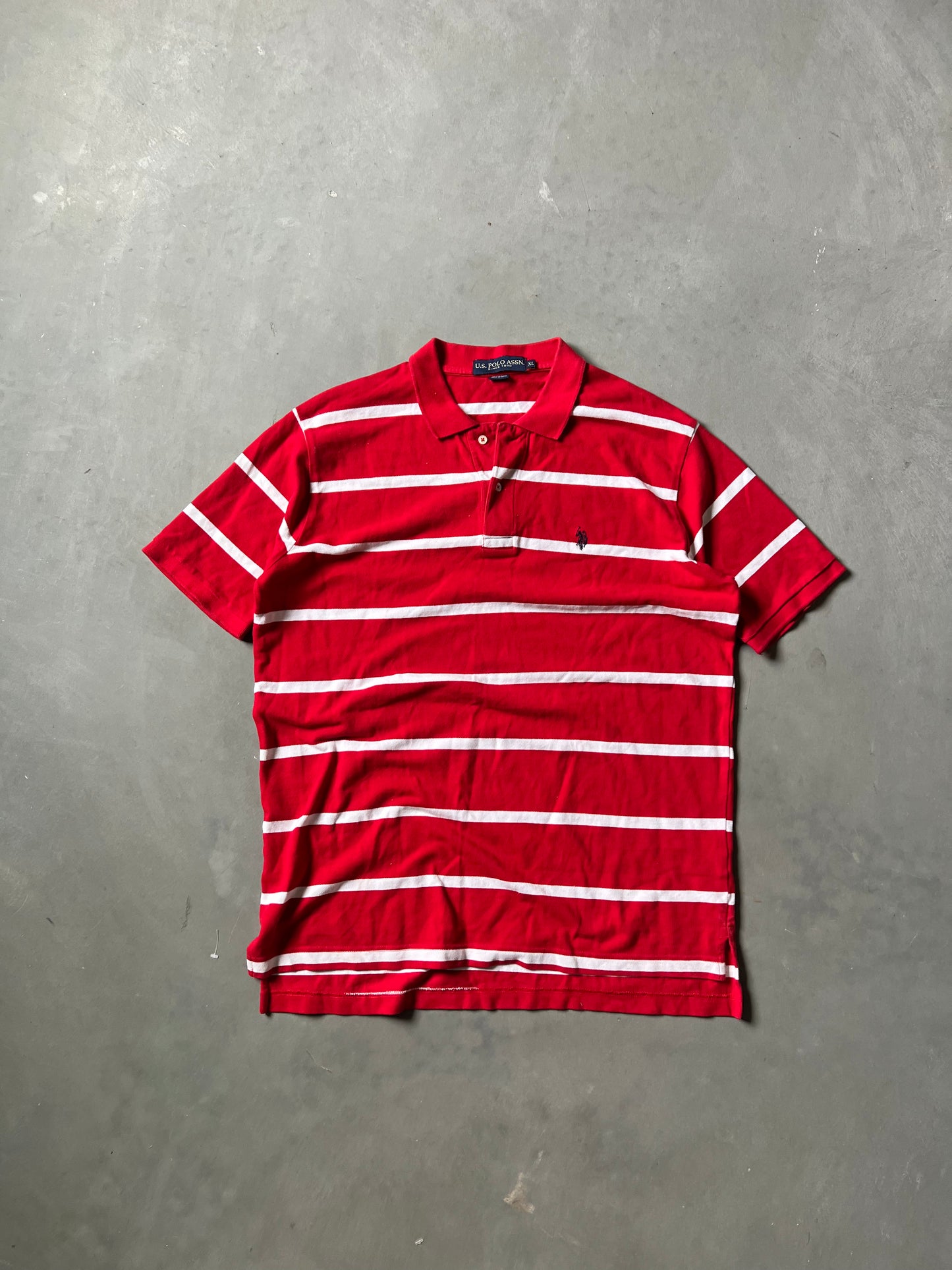 Vintage Red Stripped Polo Shirt - XL