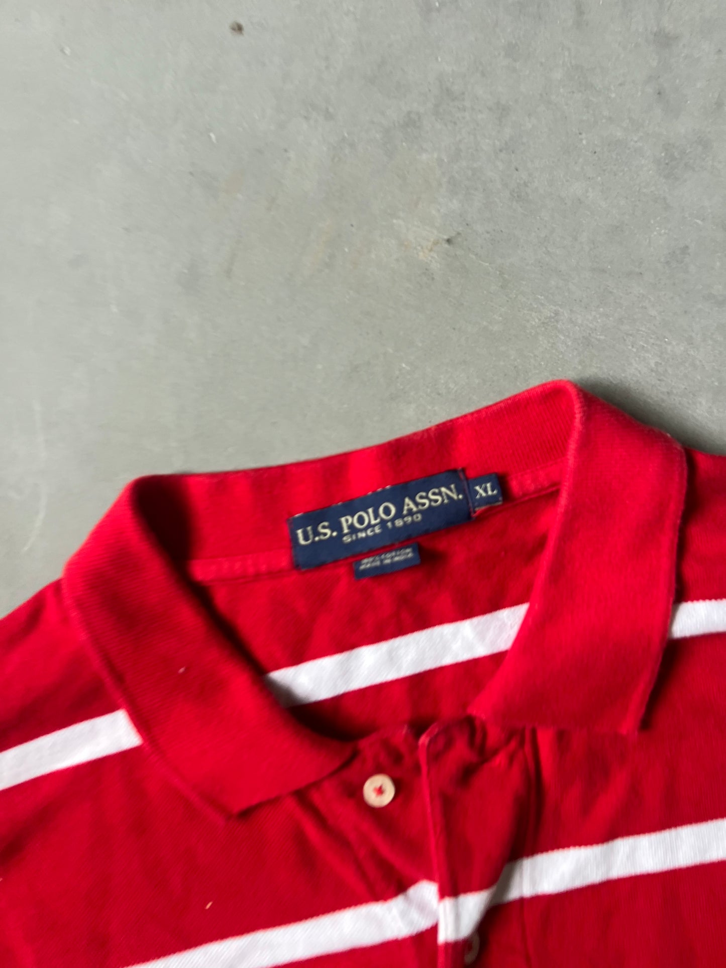 Vintage Red Stripped Polo Shirt - XL