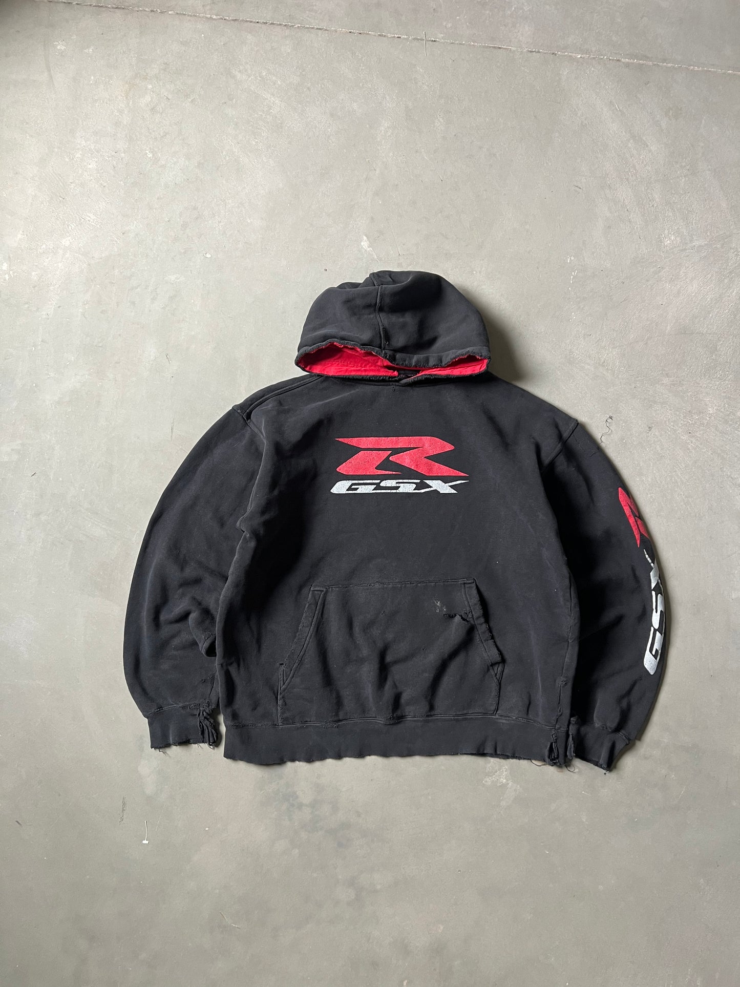 Vintage Faded Black Susuki Hoodie - L