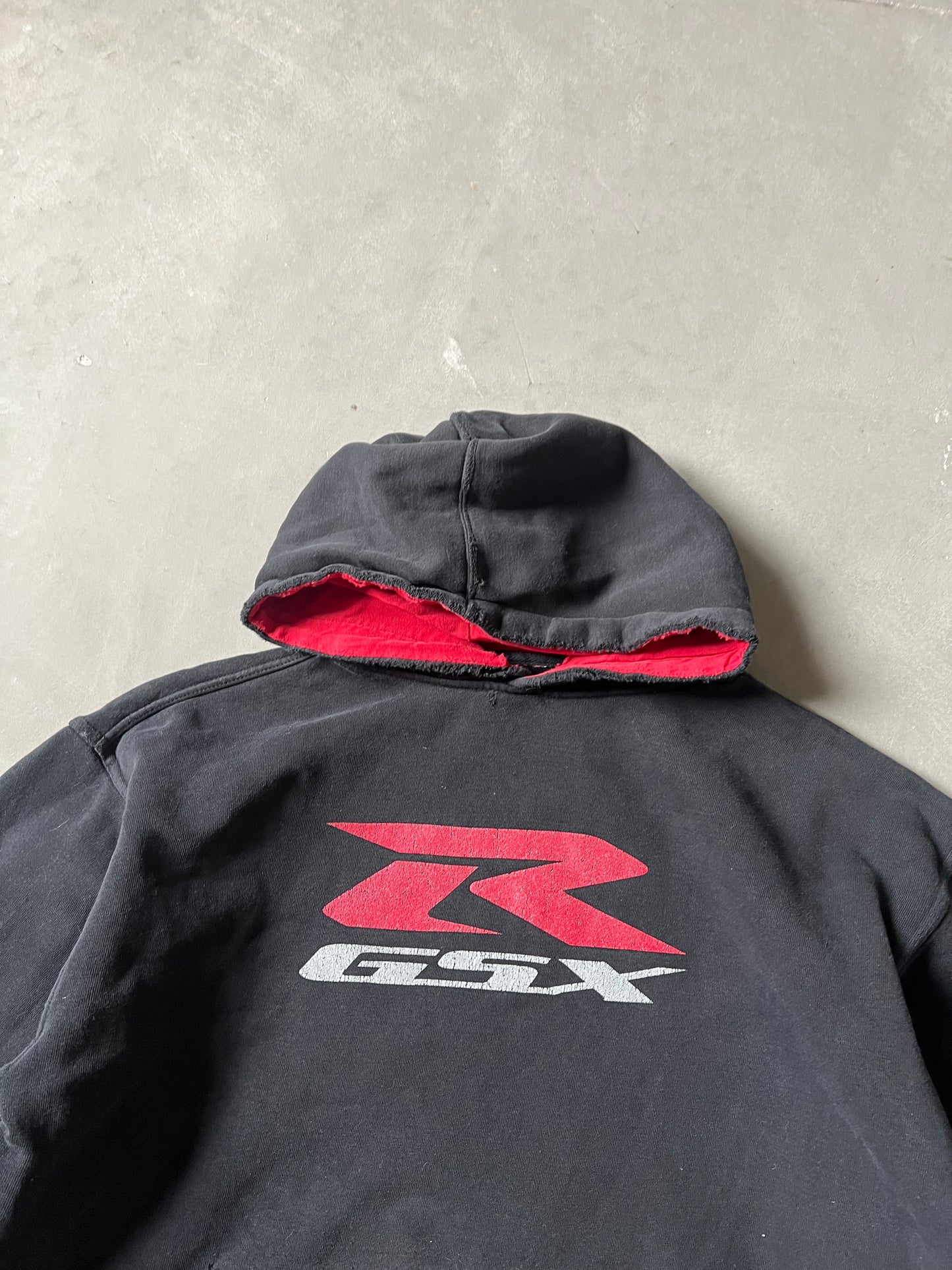 Vintage Faded Black Susuki Hoodie - L