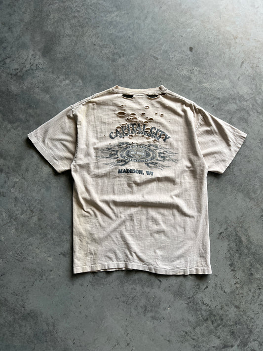 Vintage Thrashed Tan Harley Davidson Shirt - M