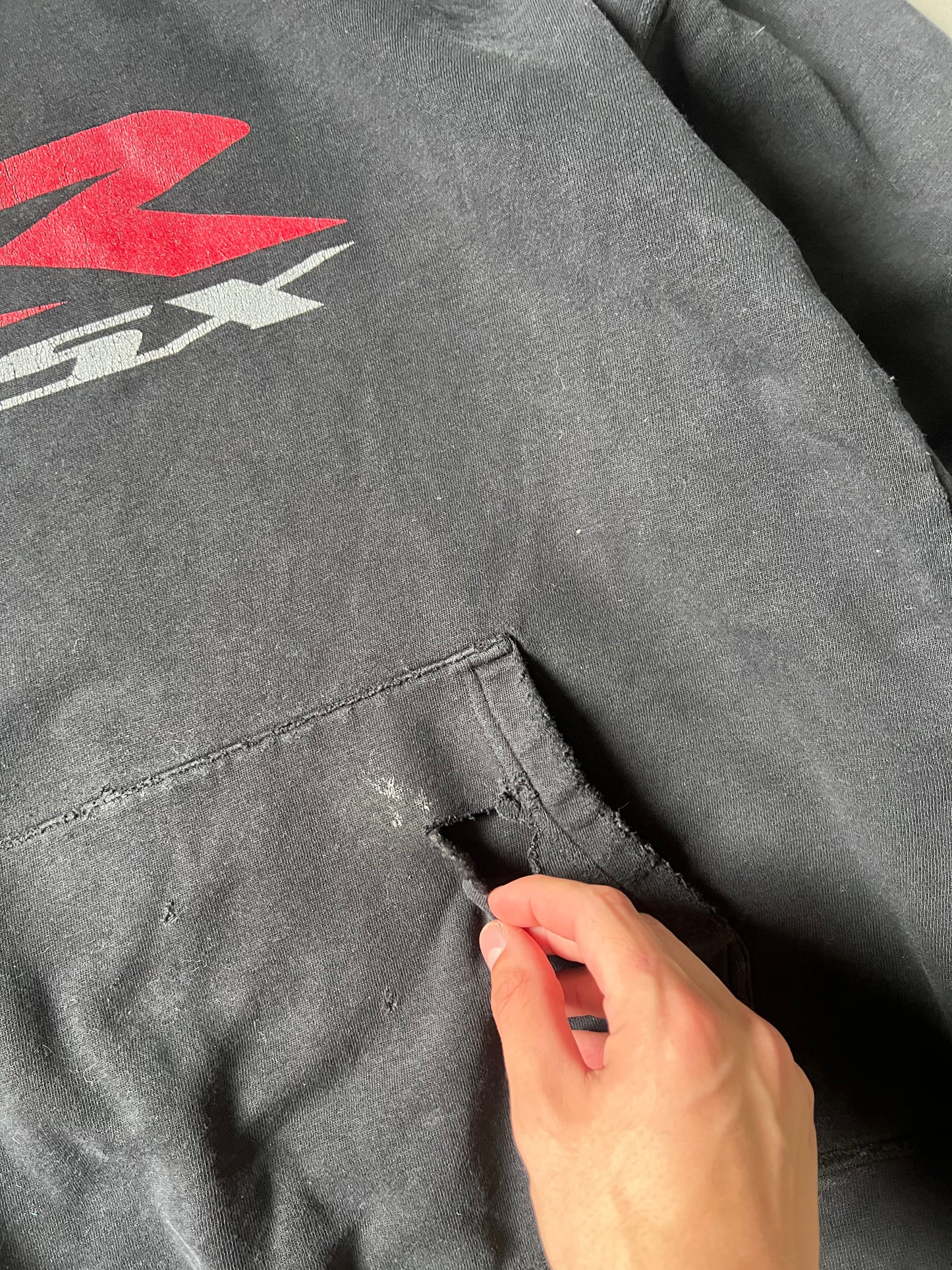 Vintage Faded Black Susuki Hoodie - L