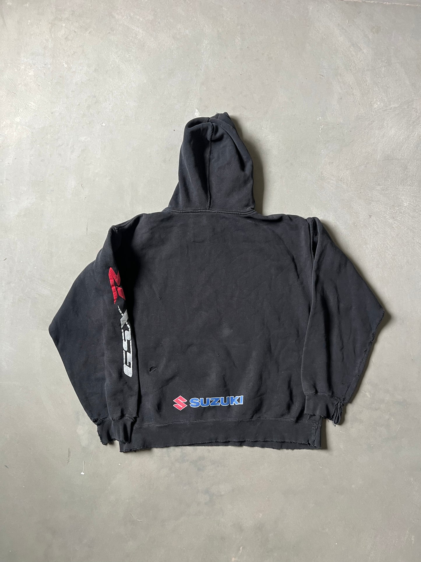 Vintage Faded Black Susuki Hoodie - L