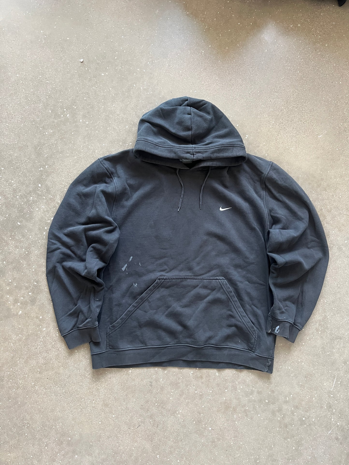 Vintage Faded Black Nike Swoosh Hoodie - L