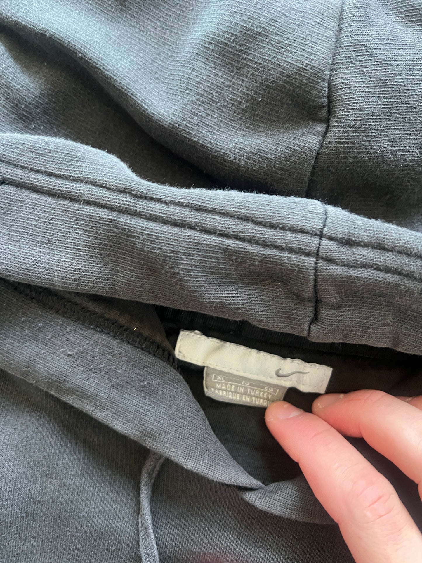 Vintage Faded Black Nike Swoosh Hoodie - L