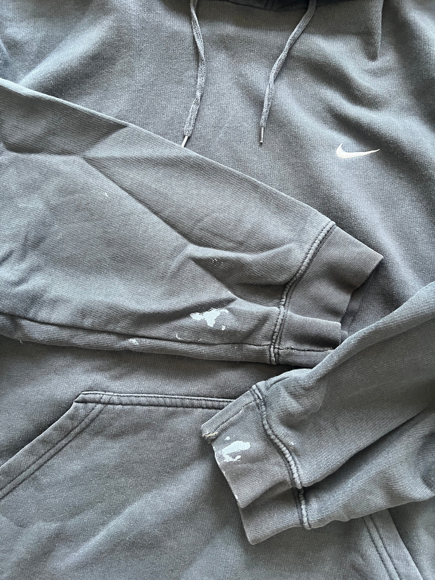 Vintage Faded Black Nike Swoosh Hoodie - L