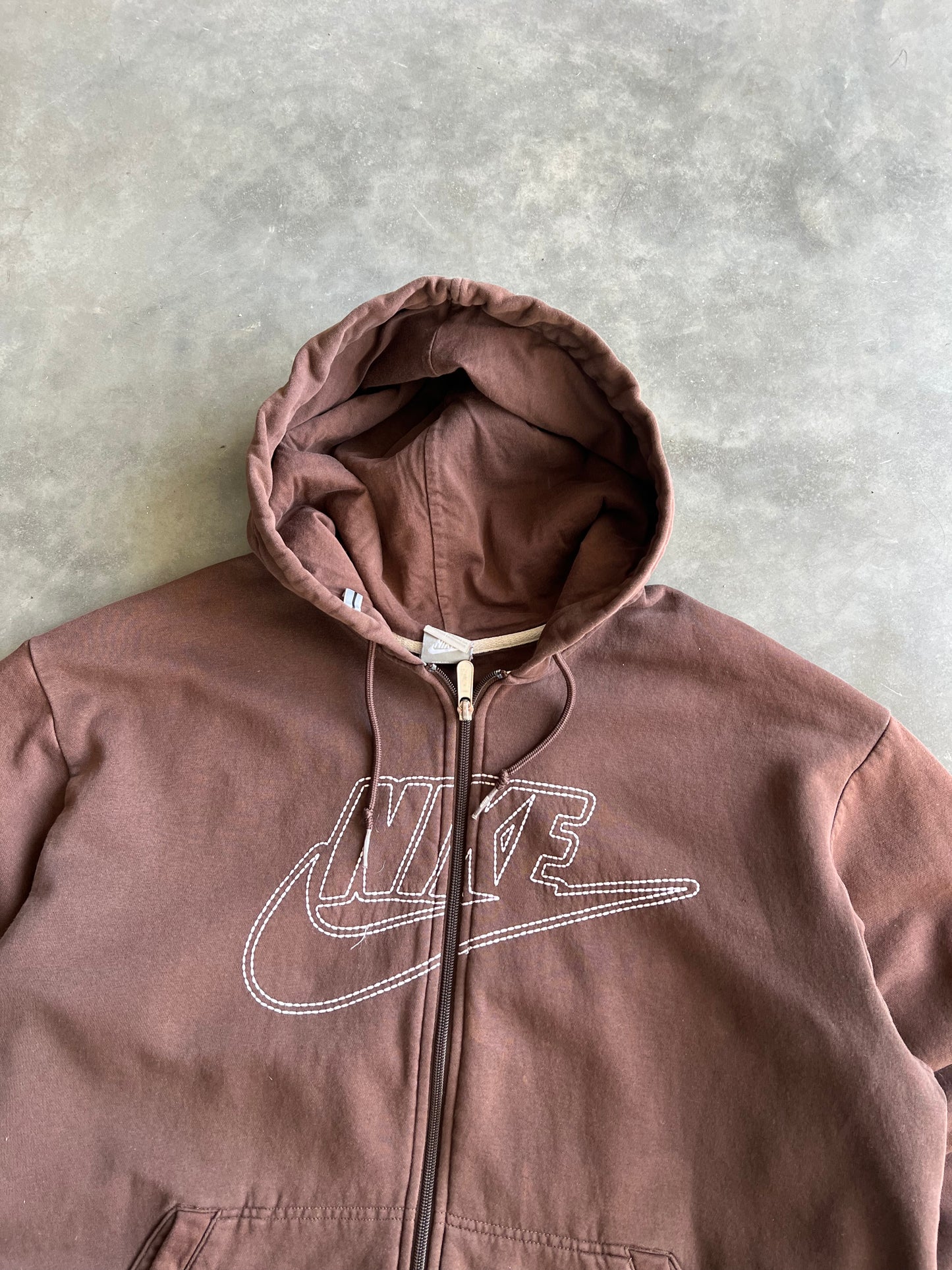 Vintage Brown Nike Zip Up Hoodie - XL