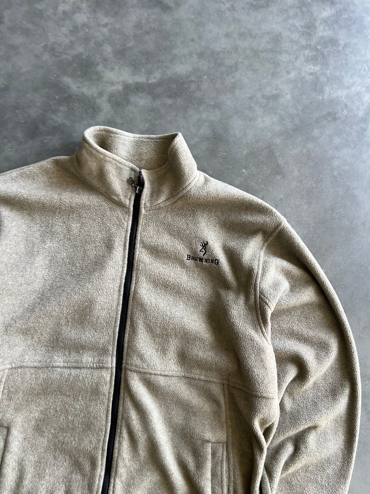 Vintage Tan Browning Zip Up Fleece - L
